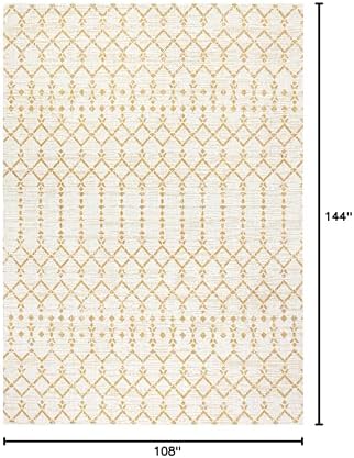 JONATHAN Y Moroccan Geometric Indoor Outdoor Area Rug 9X12 Cream/Yellow, Ourika Textured Weave for Backyard, Patio, Porch, Easy-Cleaning, High Traffic, Pet-Friendly, Non-Shedding (SMB108J-9) - Image 2
