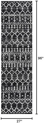 JONATHAN Y Boho Vintage Diamond Black/Ivory Runner Rug 2X8 ft, Moroccan Hype for Living Room, Bedroom, Kitchen, Office, Easy-Cleaning, High Traffic, Pet-Friendly, Non-Shedding (MOH101D-28) - Image 2