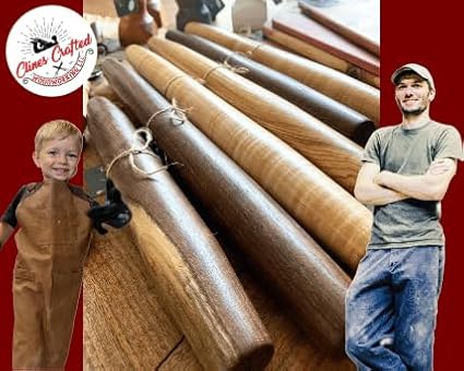 Handmade French Wooden Rolling Pin for Dough - 12 inch Cherry tapered Wood Roller, Perfect for Baking, Pizza, and Tortillas - Crafted in Kentucky