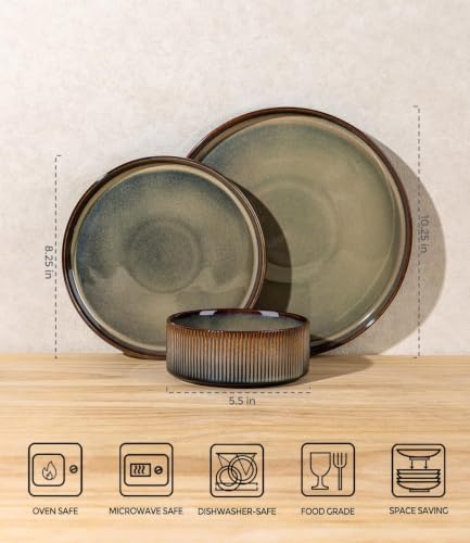 TheTerra Ceramic Dinnerware Set for 8, 24-Piece Plates and Bowls Set - Image 7
