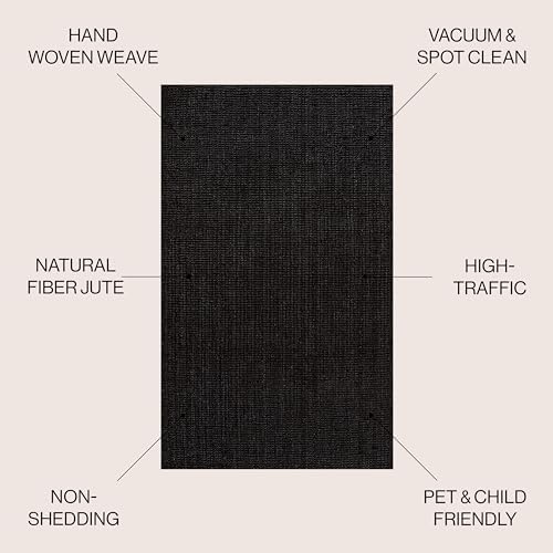 JONATHAN Y Pata Hand Woven Chunky Jute Black Indoor Area Rug, 3x5, Bohemian, Rustic, Cottage, Easy-Cleaning for Living Room, Bedroom, Kitchen, Non-Shedding (NRF102E-3) - Image 2