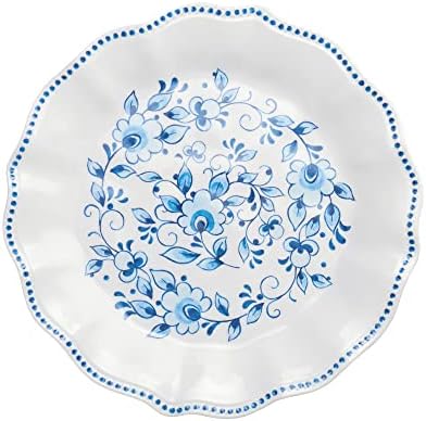 UPware 12 Piece Blue and White Floral Melamine Dinnerware Sets, Outdoor Dishes Set, Plates and Bowls Sets, Service for 4, Blue - Image 6