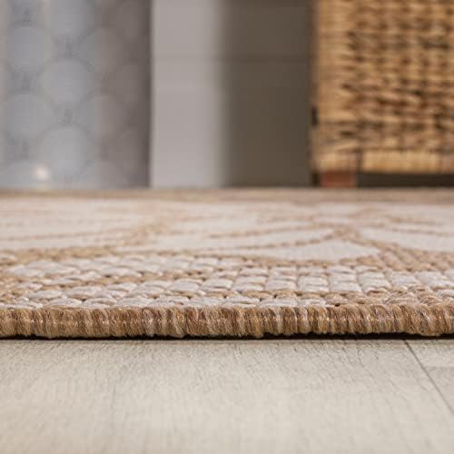JONATHAN Y Floral Textured Weave Indoor Outdoor Runner Rug 2X10 Brown/Cream, Zinnia Modern for Backyard, Patio, Porch, Easy-Cleaning, High Traffic, Pet-Friendly, Non-Shedding (SMB110I-210) - Image 6