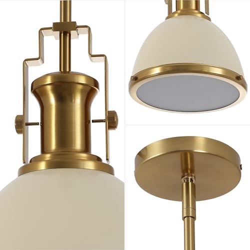 JONATHAN Y Homer Industrial Dome Pendant 10", Almond/Brass Gold - Image 6