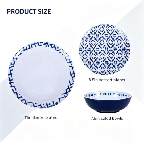 12Pcs Melamine Dinnerware Set - Unbreakable Plates and Bowls Set - Image 2