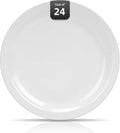 Stoneware Narrow Rim Commercial Grade Ceramic Dinnerware Bright White, Round Dinner Plate 9", Case of 24, Restaurant & Home Dining