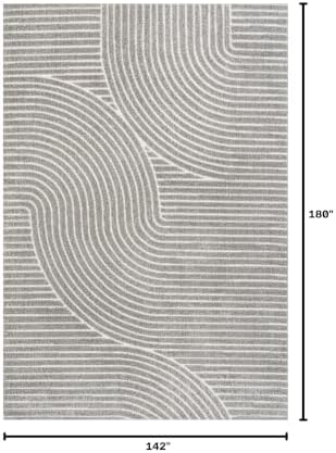 JONATHAN Y Hallie High-Low Curve Gray/Ivory Indoor/Outdoor Area Rug, 12x15, Minimalist, Pet Friendly, Non-Shedding, Stain Resistant, Hose-Washable for Backyard, Patio, Porch (SCN100A-15) - Image 2