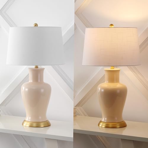 JONATHAN Y Julian Classic Ceramic Urn Metal LED Table Lamp 29", Almond - Image 6