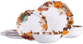 12‑Piece Autumn Dinnerware Sets, Melamine Plates & Bowls Sets of 4 by DoDoware