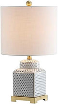 JONATHAN Y Cleo 21.5" Ceramic Metal Ginger Jar Table Lamp, White/Navy by JONATHANY