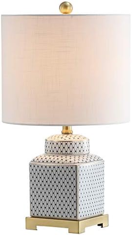 JONATHAN Y Cleo 21.5" Ceramic Metal Ginger Jar Table Lamp, White/Navy by JONATHANY