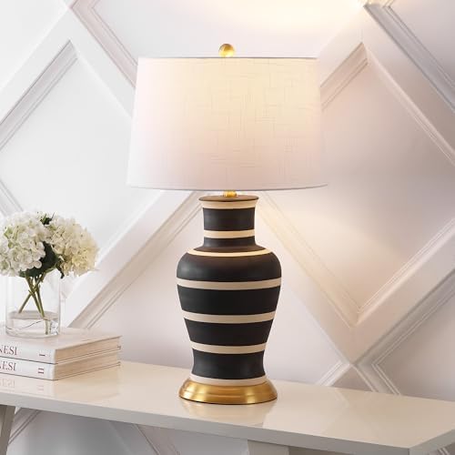 JONATHAN Y Julian Classic Ceramic Urn Metal LED Table Lamp 29", Black/Beige - Image 3