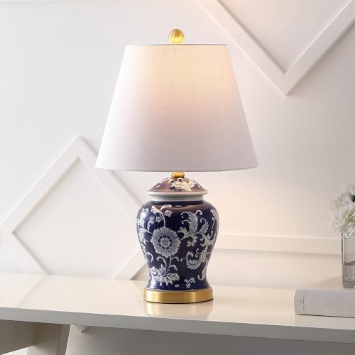 JONATHAN Y Penelope Ginger Jar 22" LED Table Lamp, Navy/White - Image 2