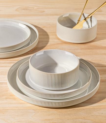 TheTerra Ceramic Dinnerware Set for 4, 16-Piece Plates and Bowls Set - Image 5
