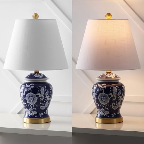 JONATHAN Y Penelope Ginger Jar 22" LED Table Lamp, Navy/White - Image 5