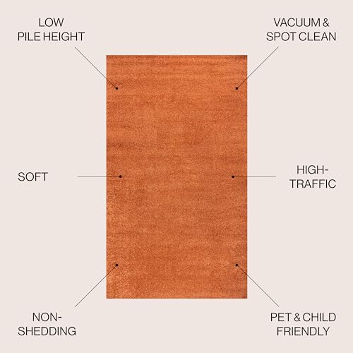 JONATHAN Y Haze Solid Low-Pile Orange Indoor Area Rug 4x6, Coastal,Bohemian,Minimalist,Classic, Easy-Cleaning for Living Room,Bedroom,Kitchen,Pet Friendly,Non-Shedding (SEU100M-4) - Image 3
