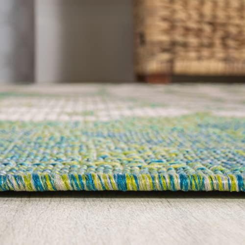 JONATHAN Y Floral Textured Weave Indoor Outdoor Round Area Rug 4 Ft Cream/Green, Zinnia Modern for Backyard, Patio, Porch, Easy-Cleaning, High Traffic, Pet-Friendly, Non-Shedding (SMB110D-4R) - Image 5