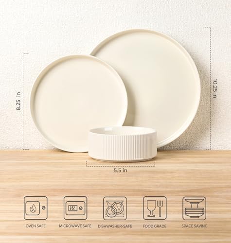 TheTerra Ceramic Dinnerware Set for 8, 24-Piece Plates and Bowls Set - Image 2