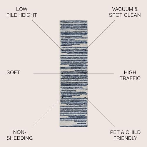JONATHAN Y Khalil Modern Berber Stripe Cream/Navy Runner Rug, 2x8, Contemporary, Bohemian, Easy-Cleaning for Living Room, Bedroom, Kitchen, Pet Friendly, Non-Shedding (MOH207E-28) - Image 3