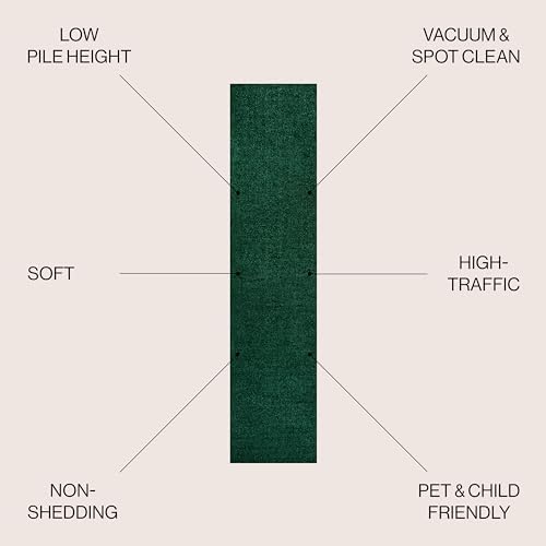 JONATHAN Y Haze Solid Low-Pile Emerald Runner Rug 2x10, Coastal,Bohemian,Minimalist,Classic, Easy-Cleaning for Living Room,Bedroom,Kitchen,Pet Friendly,Non-Shedding (SEU100L-210) - Image 2