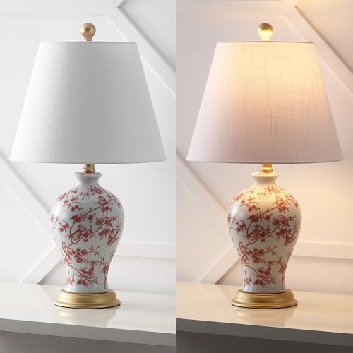 JONATHAN Y Grace 24" French Country Floral Urn Ceramic Lamp, White/Red - Image 5