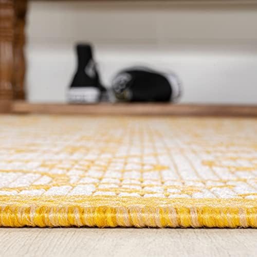 JONATHAN Y Vintage Filigree Indoor Outdoor Runner Rug 2X10 Cream/Yellow, Madrid Textured Weave for Backyard, Patio, Porch, Easy-Cleaning, High Traffic, Pet-Friendly, Non-Shedding (SMB107D-210) - Image 4