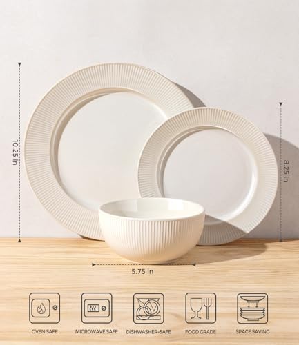 TheTerra Ceramic Dinnerware Set for 4, 12-Piece Plates and Bowls Set - Image 2