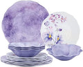 UPware 12 Piece Lavender Melamine Dinnerware Sets, Outdoor Dishes Set, Plates and Bowls Sets, Service for 4, Purple by UPware