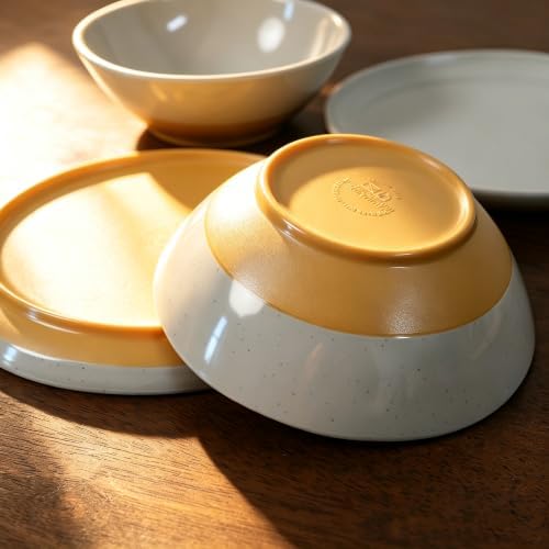 Melamine Dinnerware Set for 4, Unbreakable Plates and Bowls, Gray - Image 2