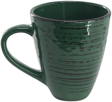 Elama Malibu Sea Glass 16-Piece Stoneware Embossed Pattern Reactive Glaze Dark Green Dinnerware Set, Tableware, Serveware Set (Sea Glass Green) - Image 5