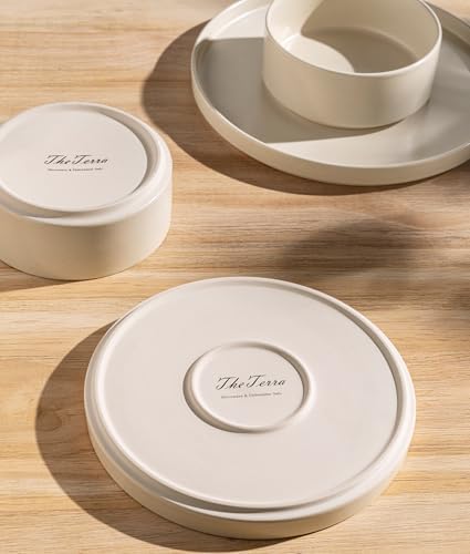 TheTerra Ceramic Dinnerware Set for 8, 24-Piece Plates and Bowls Set - Image 2