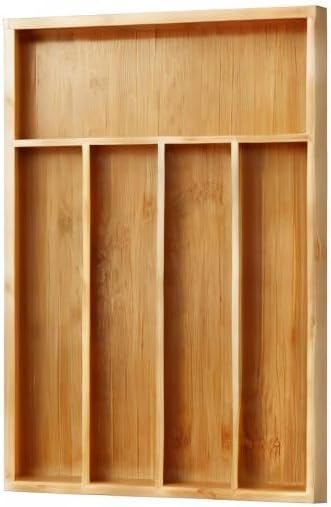 BAMEOS Utensil Drawer Organizer, Cutlery Tray Desk, Silverware Holder Kitchen Knives Tray, 100% Pure Bamboo Cutlery in Natural Color (9.75)