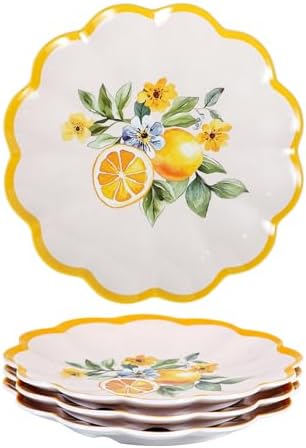 Lemon Melamine Plates, 4-Piece 9 Inch Salad Plate Set by molidiki