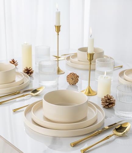 TheTerra Ceramic Dinnerware Set for 8, 24-Piece Plates and Bowls Set - Image 6