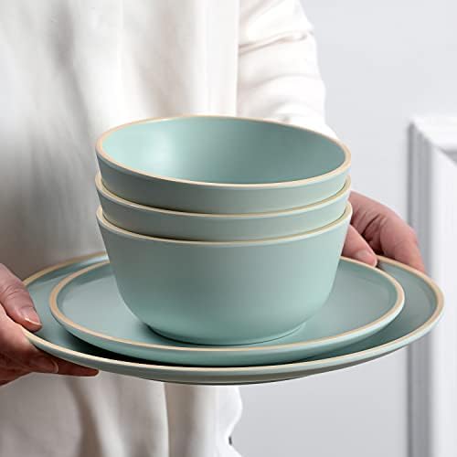 Melamine Dinnerware Sets, Plates and Bowls Sets 12 Pcs, Melamine Plates, Dish Set for 4, Unbreakable Dinnerware Set for Party, BPA Free, Suitable Indoors and Outdoors (Mint Green) - Image 2