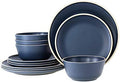 Melamine Dinnerware Sets for 4, Plates and Bowls Sets 12 Pcs, Melamine Plates, Nautical Dinnerware Sets, Modern Style,Dishwasher Safe, BPA Free, Suitable Indoor and Outdoor Use (Deep Blue) by Gufaith