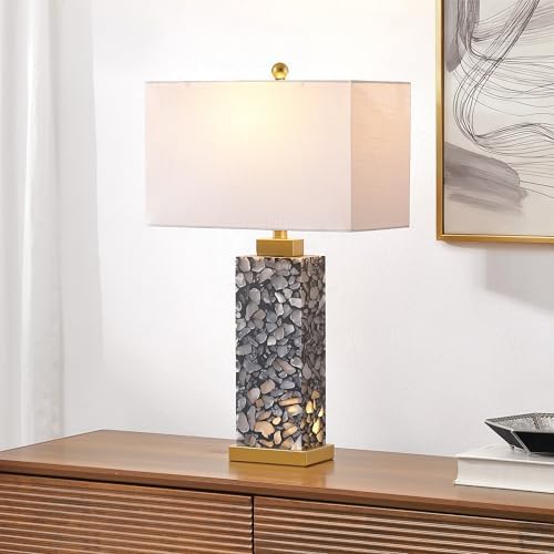 JONATHAN Y Elizabeth Alabaster Nightlight Lamp 27.5", Black/Gold Painting - Image 2