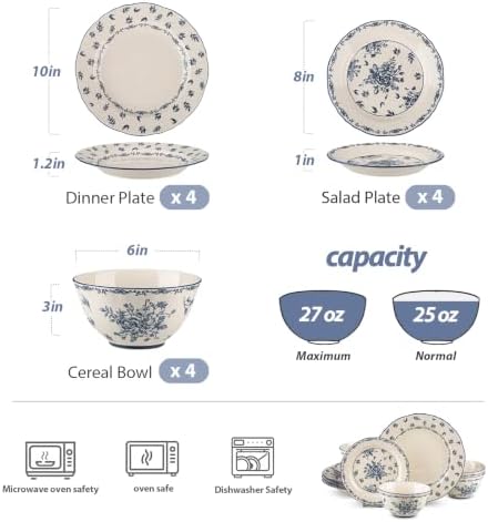 Ceramic Dinnerware Set, Series Western Ⅰ(Vintage Cobalt Blue) - Image 3