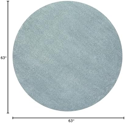 JONATHAN Y Haze Solid Low-Pile Aqua Blue 5' Round Indoor Area Rug, Coastal,Bohemian,Minimalist,Classic, Easy-Cleaning for Living Room,Bedroom,Kitchen,Pet Friendly,Non-Shedding (SEU100S-5R) - Image 2