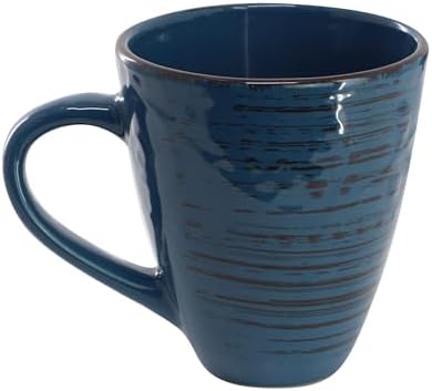 Elama Malibu Deep Ocean 16-Piece Stoneware Embossed Pattern Reactive Glaze Dark Blue Dinnerware Set, Tableware, Serveware Set (Deep Ocean Blue) - Image 5