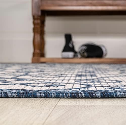 JONATHAN Y Vintage Filigree Indoor Outdoor Runner Rug 2X10 Blue/Cream, Madrid Textured Weave for Backyard, Patio, Porch, Easy-Cleaning, High Traffic, Pet-Friendly, Non-Shedding (SMB107F-210) - Image 4