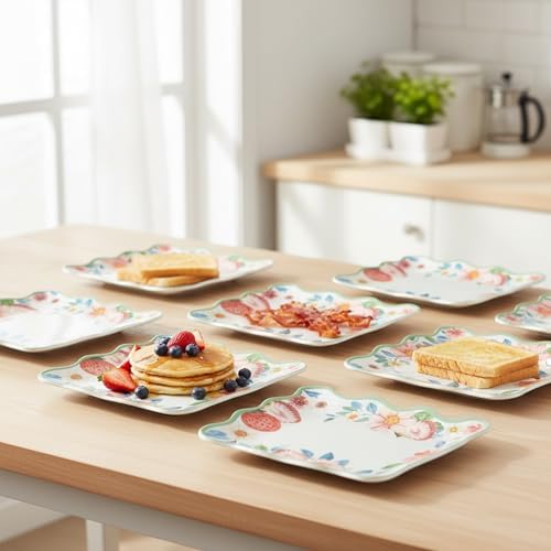 Melamine Appetizer Plates Set of 12, Strawberry Square and Rectangle Trays - Image 4