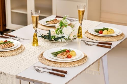 12 Piece White Dish Set for 4, Porcelain Plates and Bowls, Kitchen - Image 6