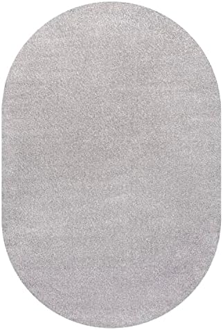 JONATHAN Y Haze Solid Low-Pile Light Gray 3x5 Oval Indoor Area Rug, Coastal,Bohemian,Minimalist,Classic, Easy-Cleaning for Living Room,Bedroom,Kitchen,Pet Friendly,Non-Shedding (SEU100K-3OV) - Image 2