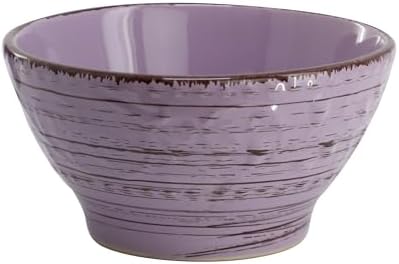 Elama Malibu Mica 16-Piece Stoneware Embossed Pattern Reactive Glaze Purple Dinnerware Set, Tableware, Serveware Set (Mica Purple) - Image 4