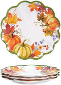 Melamine Dinner Plates, 4-Piece Pumpkin Scalloped Plates, 11 Inch by molidiki