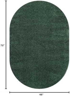 JONATHAN Y Haze Solid Low-Pile Emerald 4x6 Oval Indoor Area Rug, Coastal,Bohemian,Minimalist,Classic, Easy-Cleaning for Living Room,Bedroom,Kitchen,Pet Friendly,Non-Shedding (SEU100L-4OV) - Image 2
