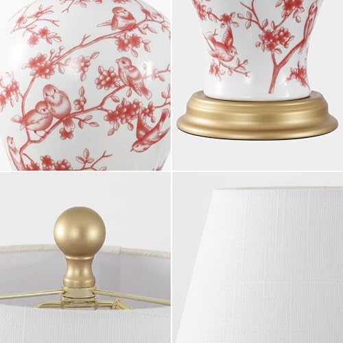 JONATHAN Y Grace 24" French Country Floral Urn Ceramic Lamp, White/Red - Image 6