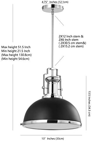 JONATHAN Y Homer Industrial Dome Pendant 13", Black/Chrome - Image 4