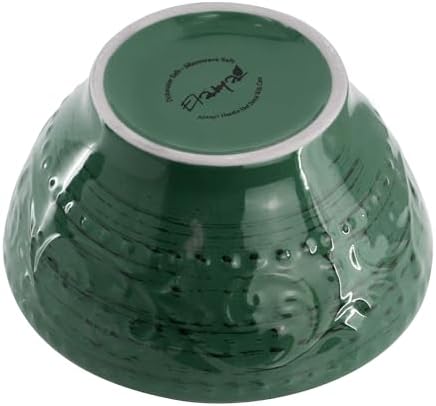 Elama Malibu Sea Glass 16-Piece Stoneware Embossed Pattern Reactive Glaze Dark Green Dinnerware Set, Tableware, Serveware Set (Sea Glass Green) - Image 7